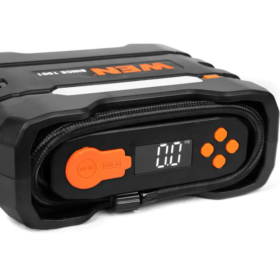 WEN AA2225 12V 90 PSI 0.8 CFM Portable Air Compressor and Tire Inflator with Carrying Case