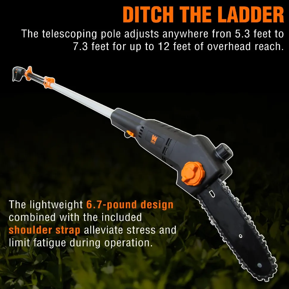 WEN 4019 6-Amp 8-Inch Electric Telescoping Pole Saw