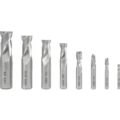 WEN 33108A 8-Piece 2-Flute HSS End Mill Set for Milling Machines