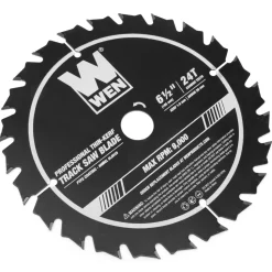 WEN BL6525 6.5-Inch 24-Tooth Carbide-Tipped Thin-Kerf Professional Track Saw Blade with PTFE Coating