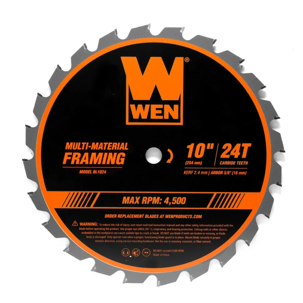 WEN BL1024 10-Inch 24-Tooth Carbide-Tipped Professional Multi-Material Framing Saw Blade