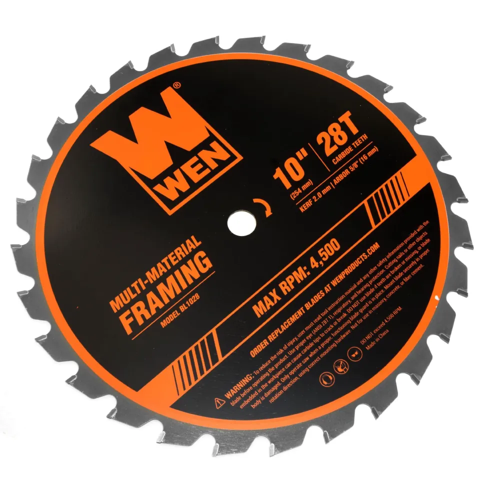 WEN BL1028 10-Inch 28-Tooth Carbide-Tipped Professional Multi-Material Framing Saw Blade