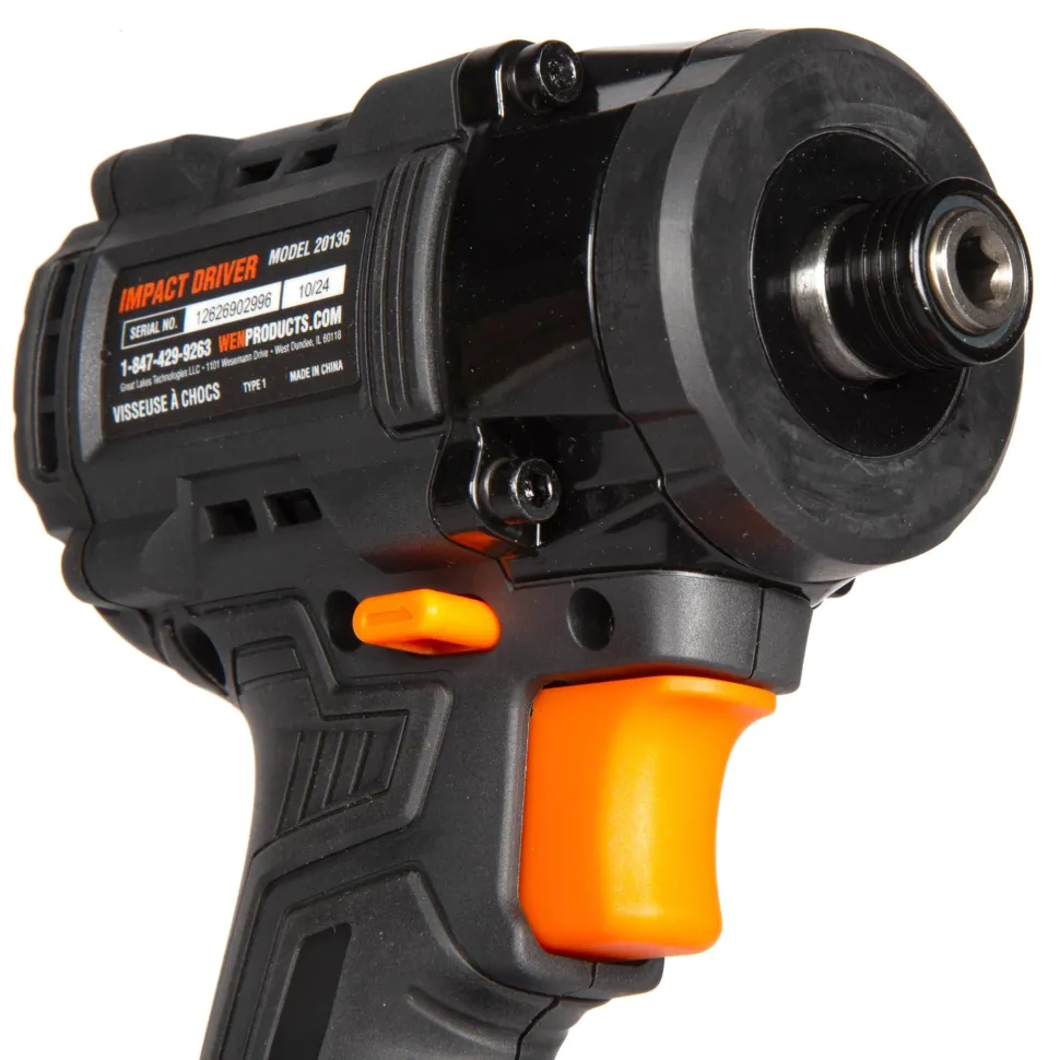 WEN 20136BT 20V MAX Lithium-Ion 1/4-Inch Brushless Cordless Compact Impact Driver (Tool Only – Battery Not Included)