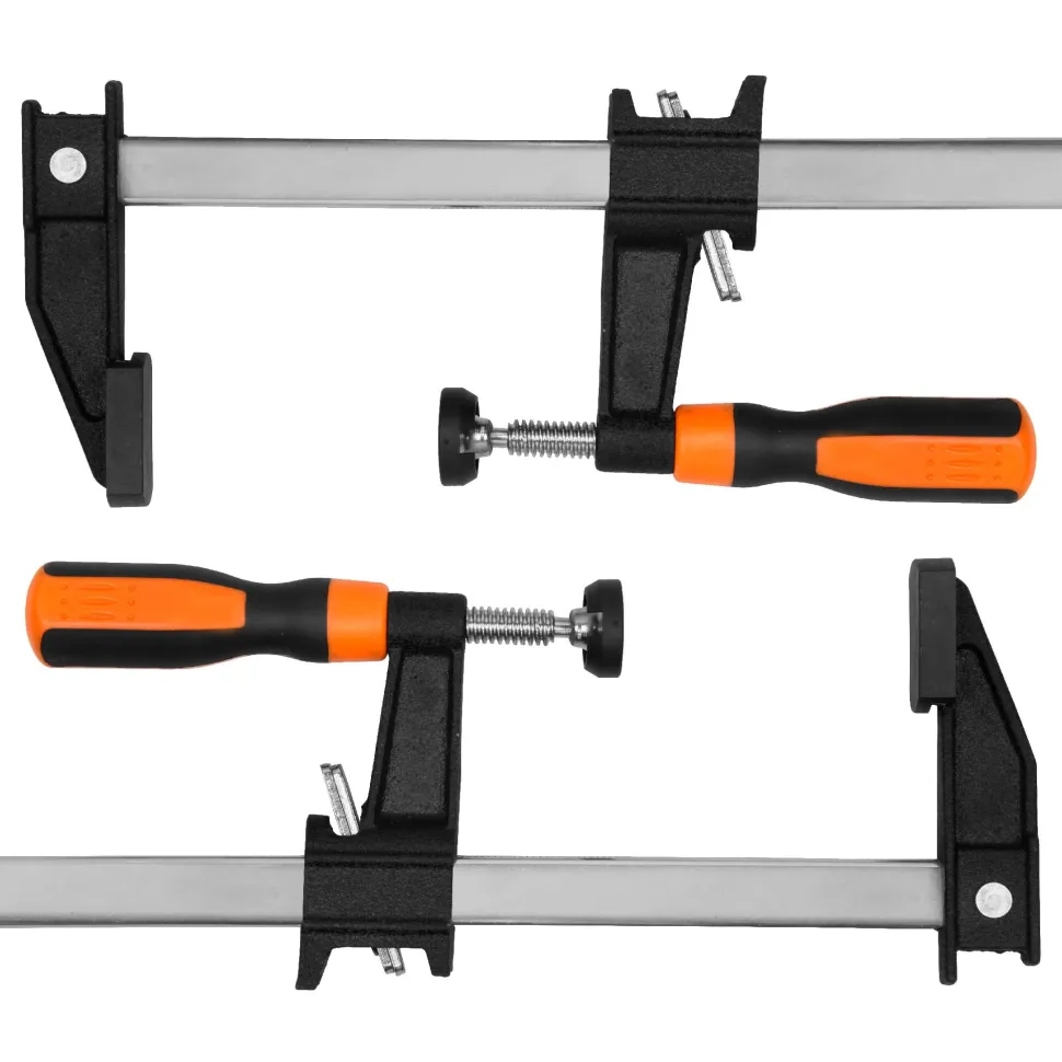 WEN CLF224 24 in. x 2.5 in. Quick-Adjust Steel Bar Clamps with Throat and Micro-Adjustment Handle (2-Pack)