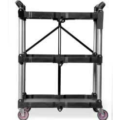 WEN 73065 Compact Foldable Service Utility Cart, Three Tier with 165-Pound Capacity