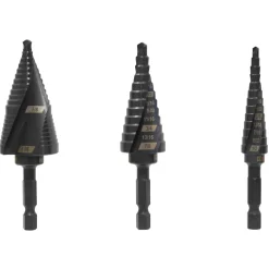 WEN DB149X 3-Piece Impact-Duty Titanium Step Drill Bit Set with #1, #4, and #9 Step Drill Bits