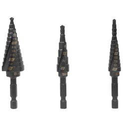 WEN DB124X 3-Piece Impact-Duty Titanium Step Drill Bit Set with #1, #2, and #4 Step Drill Bits