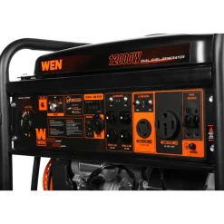 WEN DF1200X 12000-Watt 120-Volt/240-Volt Dual Fuel Transfer-Switch Ready Electric Start Portable Generator with Wheel Kit and CO Shutdown Sensor