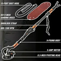 WEN DW5062 Variable Speed 5-Amp Drywall Sander with 15-Foot Dust Hose