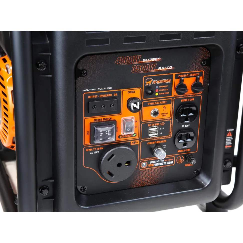 WEN GN400iX RV-Ready 4000-Watt Open Frame Inverter Generator with CO Shutdown Sensor