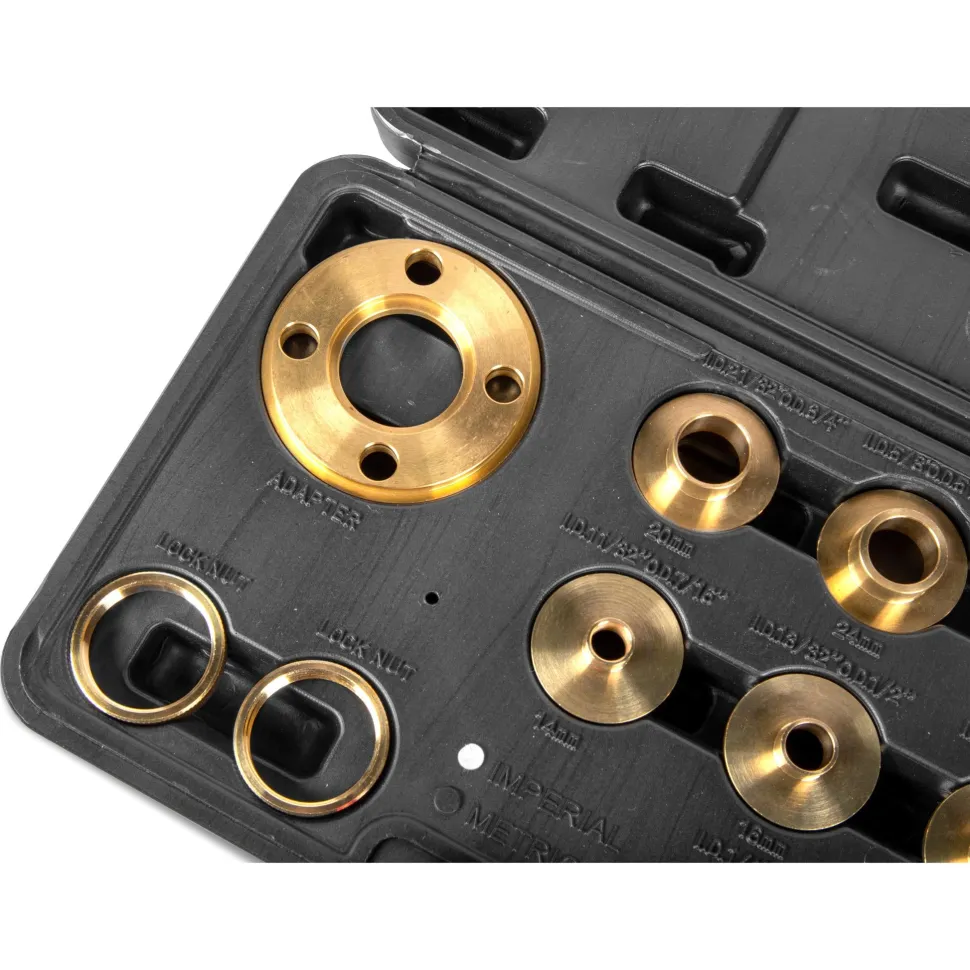WEN RT011A WEN Solid Brass Router Template and Guide Bushing Set, 1-3/16-Inch Base Plate, 11-Piece Kit