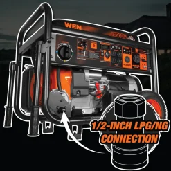 WEN TF-1450 14,500-Watt 120V/240V Tri-Fuel Generator for Gas, Propane, and Natural Gas, Transfer-Switch Ready with Electric Start and Wheel Kit