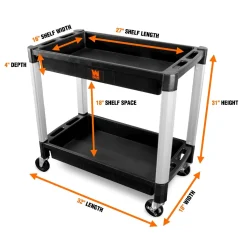 WEN 73162 Two-Tray 300-Pound Capacity Double Decker Service and Utility Cart