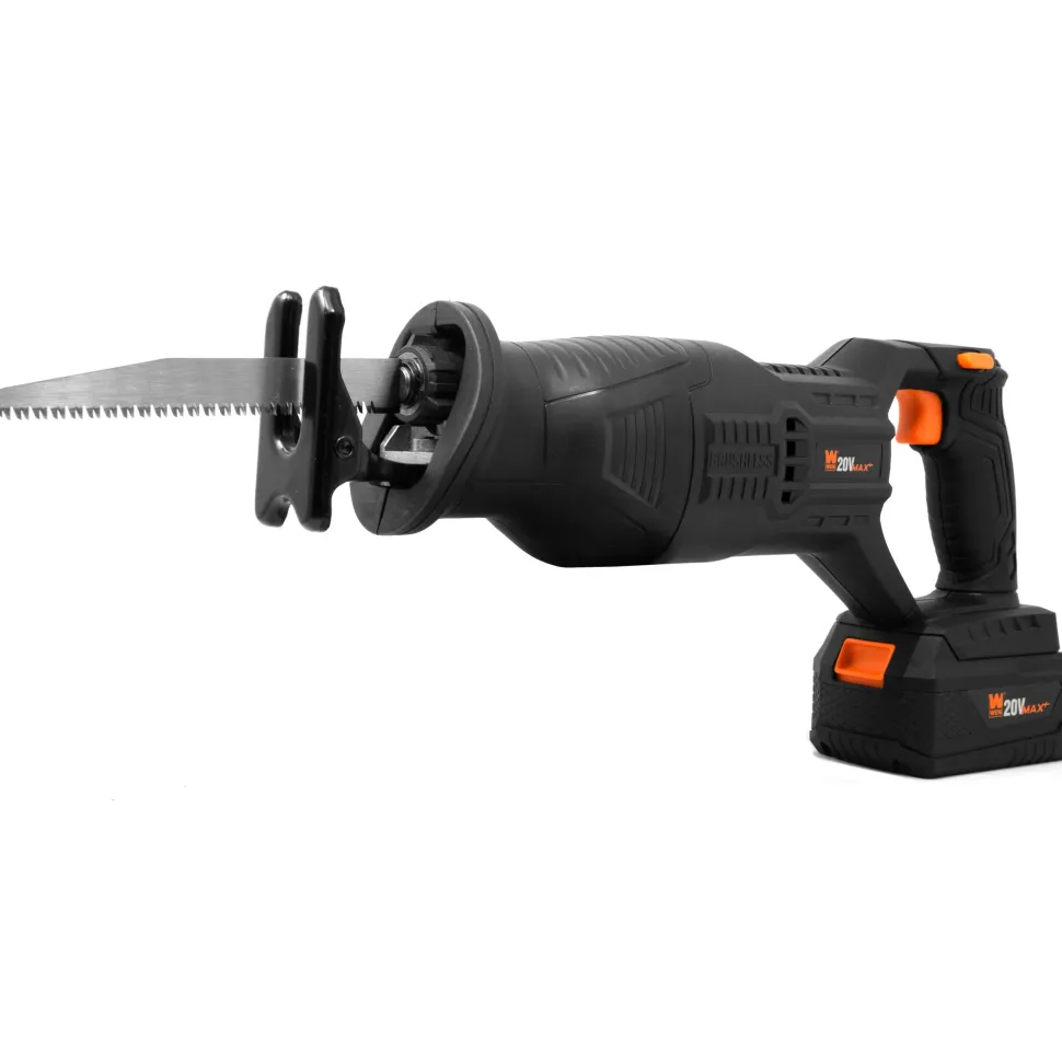 WEN 20630 20V Max Brushless Cordless Reciprocating Saw with 4.0Ah Lithium-Ion Battery and Charger