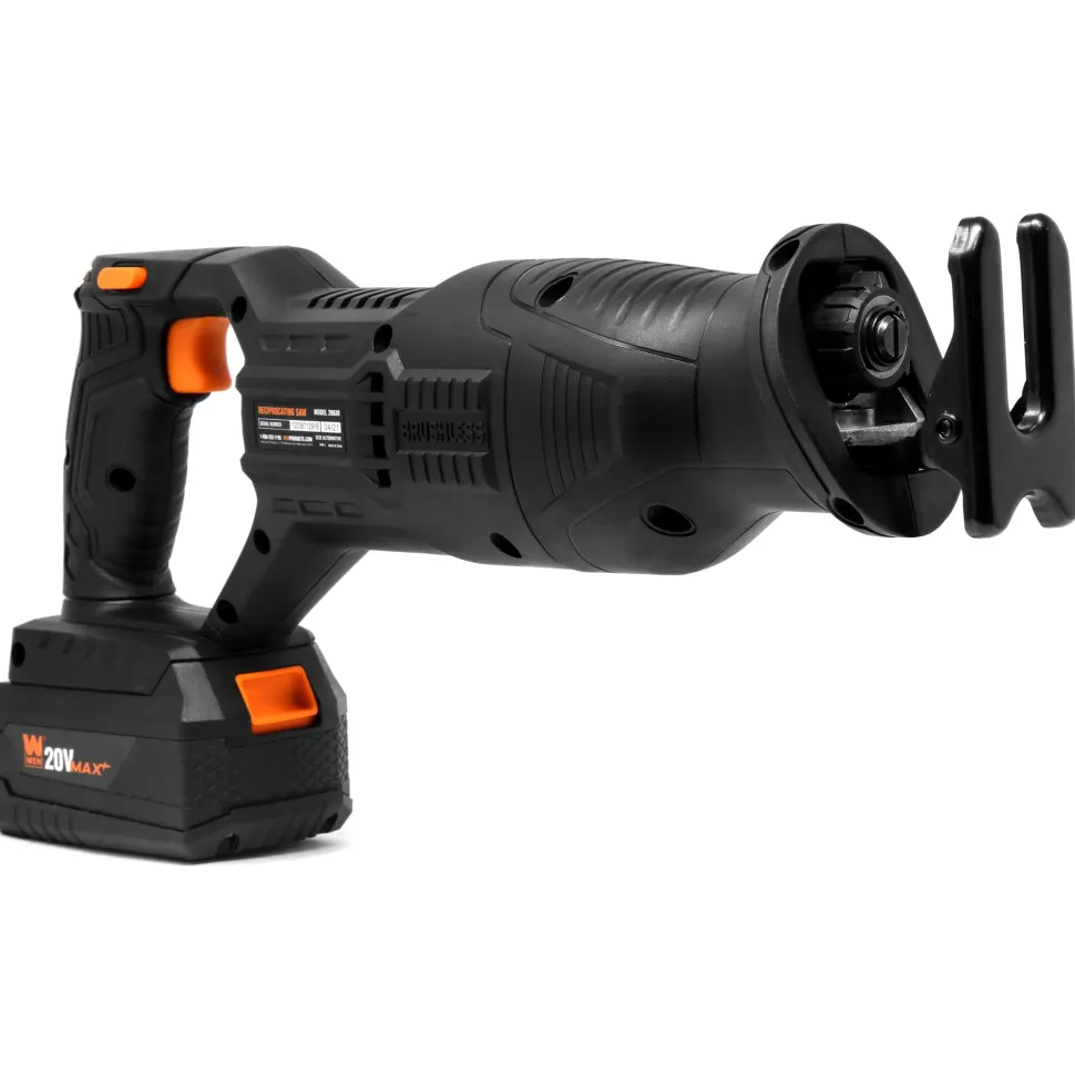 WEN 20630 20V Max Brushless Cordless Reciprocating Saw with 4.0Ah Lithium-Ion Battery and Charger