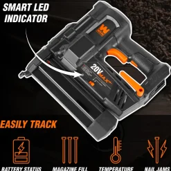 WEN 20512 20V Max Cordless 18-Gauge Brad Nailer with 2.0Ah Battery and Charger