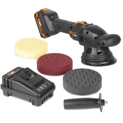WEN 20875 20V Max Cordless 5-Inch Dual Action Polisher and Waxer Kit with 4Ah Battery, Charger, and Polishing Pads