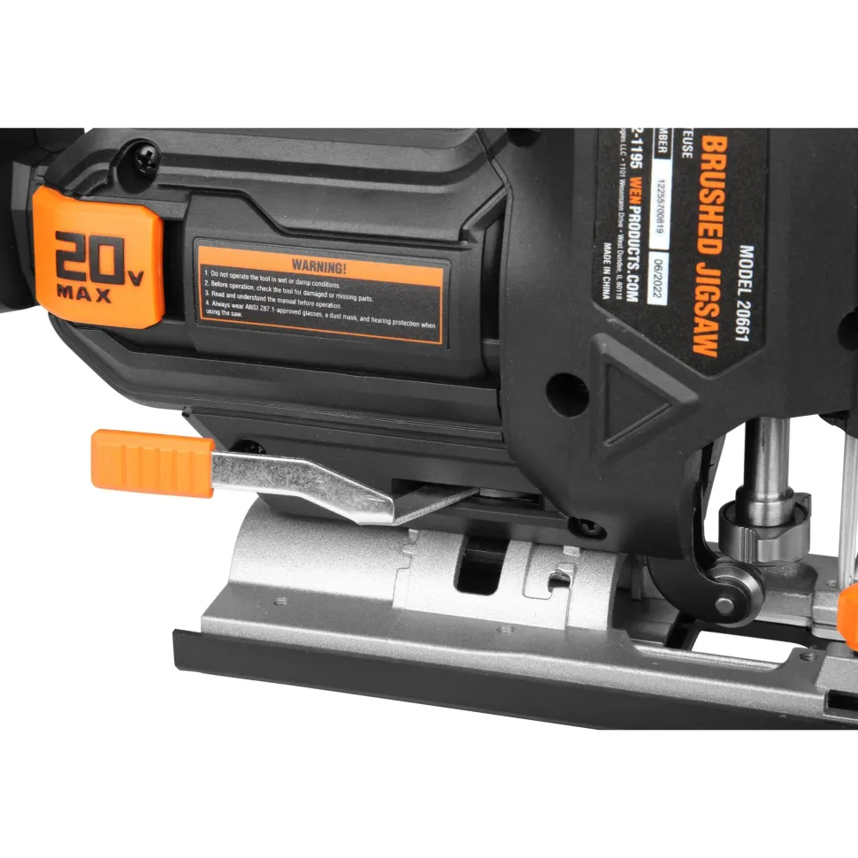 WEN 20661 20V Max Cordless Jigsaw with 2.0 Ah Lithium Ion Battery and Charger