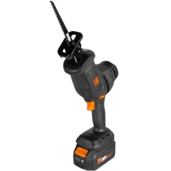WEN 20631 20V Max Cordless Reciprocating Saw, Brushless Compact One-Handed Design with 4.0 Ah Lithium-Ion Battery and Charger