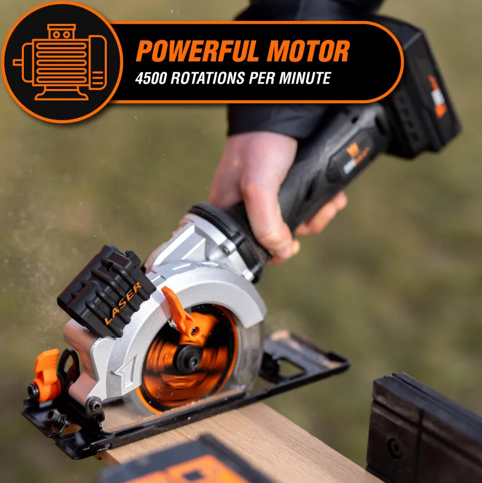 WEN 20604 20V Max 4-1/2-Inch Cordless Mini Circular Saw with 2.0Ah Battery and Charger