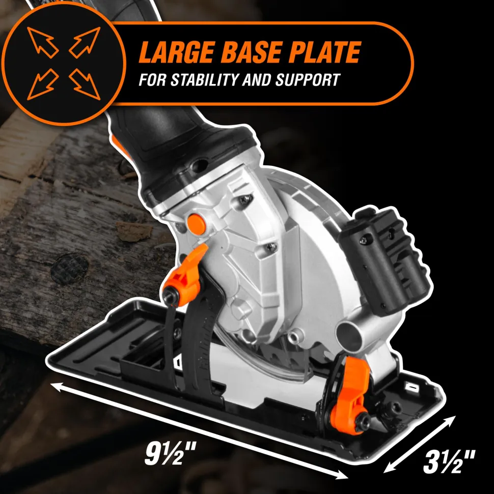WEN 20604 20V Max 4-1/2-Inch Cordless Mini Circular Saw with 2.0Ah Battery and Charger