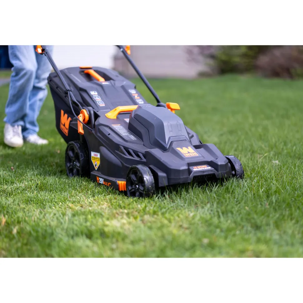 WEN 20839 20V Max 2-in-1 19-Inch Cordless Brushless Lawn Mower and Mulcher with Two 5Ah Batteries and Dual Port Charger