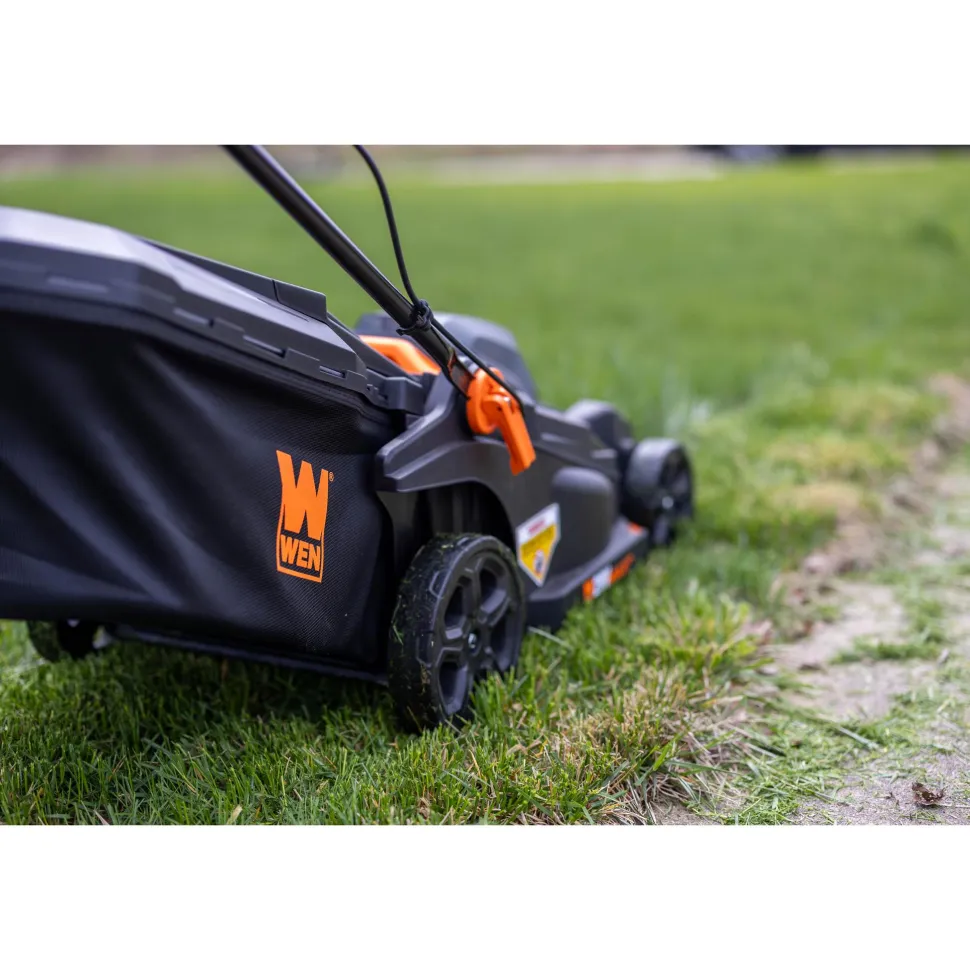 WEN 20839 20V Max 2-in-1 19-Inch Cordless Brushless Lawn Mower and Mulcher with Two 5Ah Batteries and Dual Port Charger