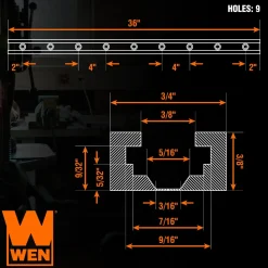 WEN WAT361 36-Inch Universal T-Track and Hold Down Clamps Kit for Woodworking
