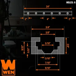WEN WAT241 24-Inch Universal T-Track and Hold Down Clamps Kit for Woodworking