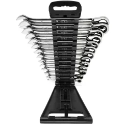 WEN WR132A 13-Piece Professional-Grade Reversible Ratcheting SAE Combination Wrench Set with Storage Rack