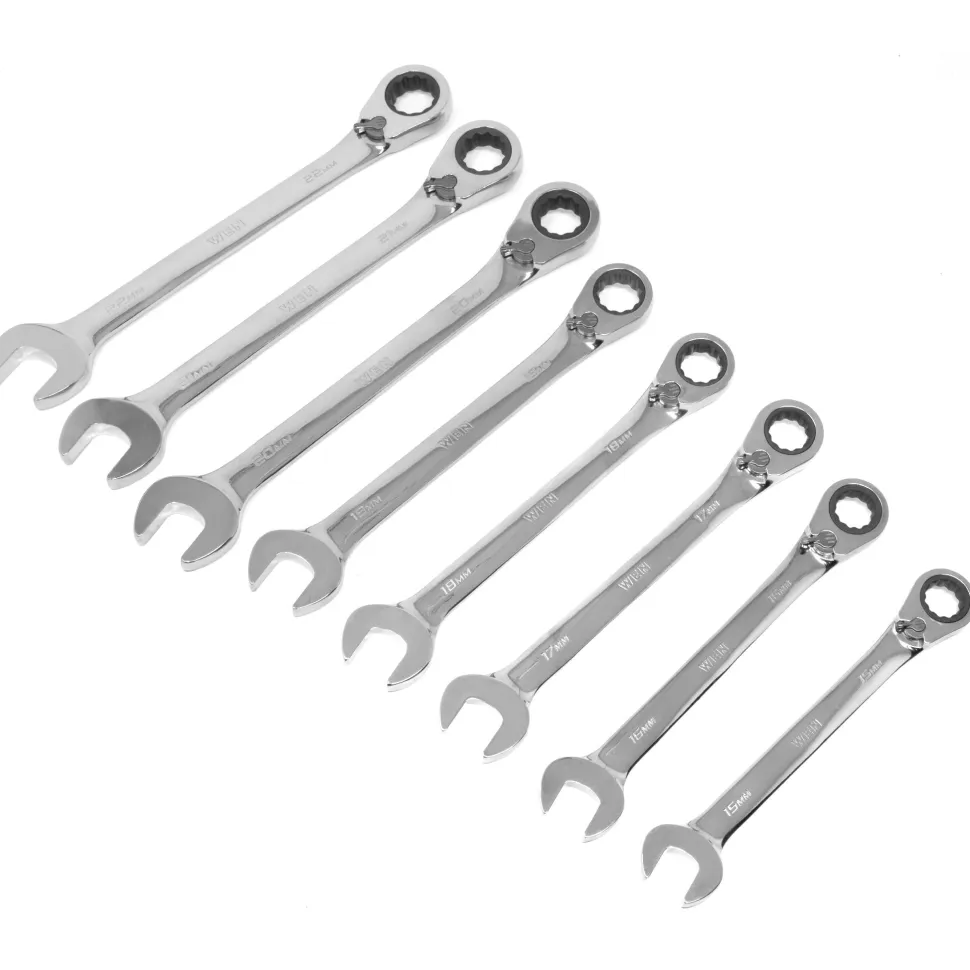 WEN WR162M 16-Piece Professional-Grade Reversible Ratcheting Metric Combination Wrench Set with Storage Pouch