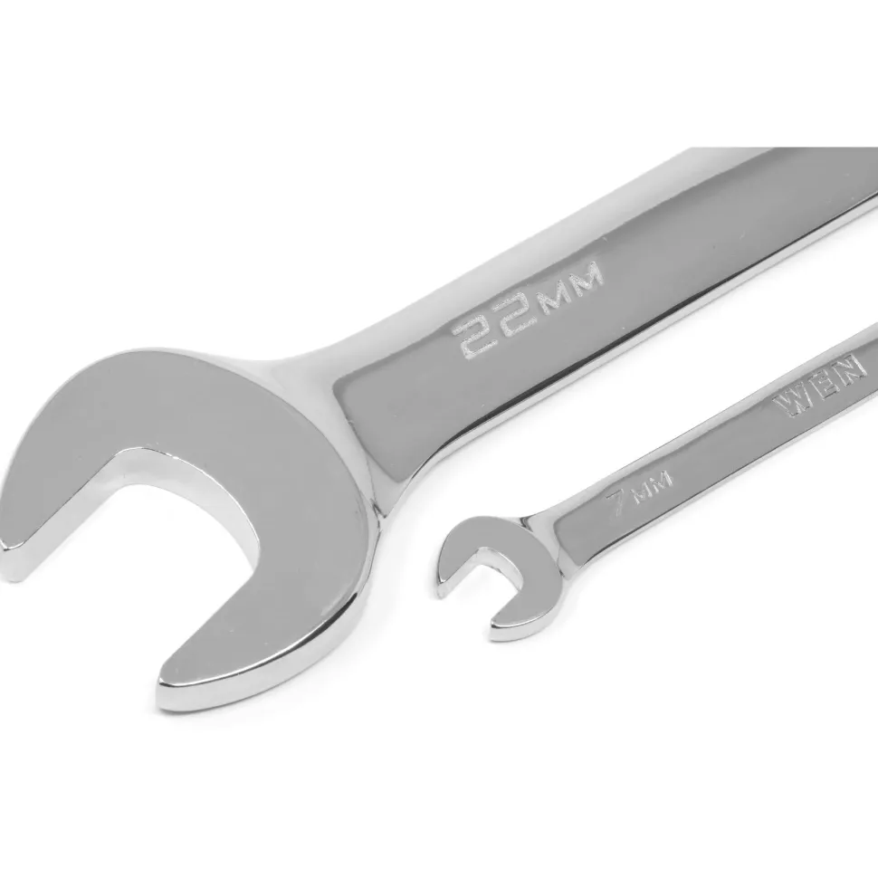 WEN WR161M 16-Piece Professional-Grade Ratcheting Metric Combination Wrench Set with Storage Pouch