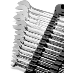 WEN WR132 13-Piece Professional-Grade Reversible Ratcheting SAE Combination Wrench Set with Storage Rack